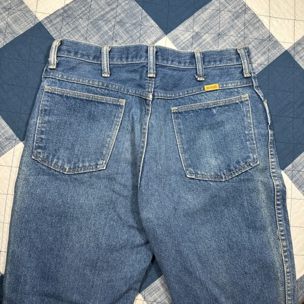 Vintage 70s Rustler Denim Jeans Mens *30x31 Blue Straight Leg Made in USA Talon